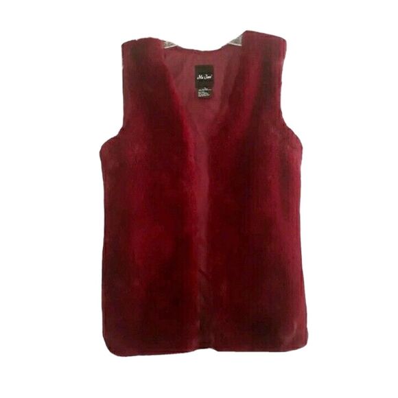 Me Jane Faux Fur Vest Women's Medium Burgundy Lined - Picture 1 of 10